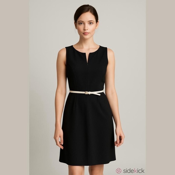 Calvin Klein Dresses & Skirts - Black Calvin Klein Fully Lined Little Black Dress w/Gold closure at throat front